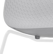 Chaise design empilable 'Style White' grise pieds tréteaux en métal blanc