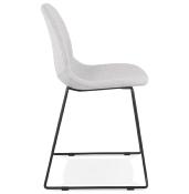 Chaise design empilable 'Teknik Black' en tissu gris clair pieds tréteaux en métal noir