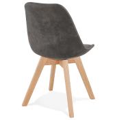 	Chaise design 'Milano' en microfibre grise avec 4 pieds en bois naturel