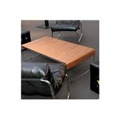 Table basse design rectangulaire 'Mika' en noyer pieds en métal chromé – 120 x 60 cm