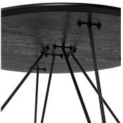 Table basse de salon style indutriel ronde 'Cooper' plateau bois noir 4 pieds métal noir - Ø 80 cm