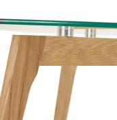 Table basse scandinave rectangulaire 'Kaffetäbel' plateau verre 4 pieds bois – 120 x 60 cm