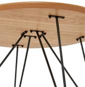 Table basse style industriel ronde 'Cooper' plateau en bois 4 pieds en métal noir - Ø 80 cm