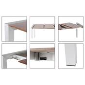 Table / table de réunion extensible 'Luxury' plateau noyer 4 pieds métal brossé - 170(260) x 90 cm