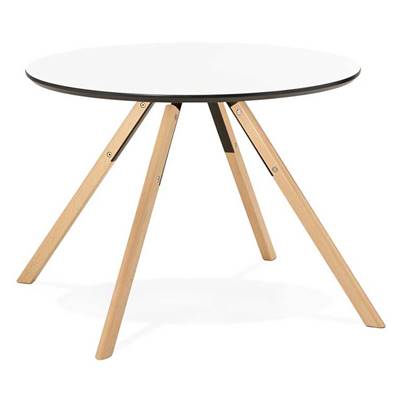 Table à diner / salle à manger scandinave ronde 'Cirklä' blanche 4 pieds bois naturel – Ø 100 cm