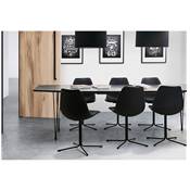 Table à diner / réunion extensible 'Rym' plateau bois noir 4 pieds métal noir - 170(270) x 100 cm