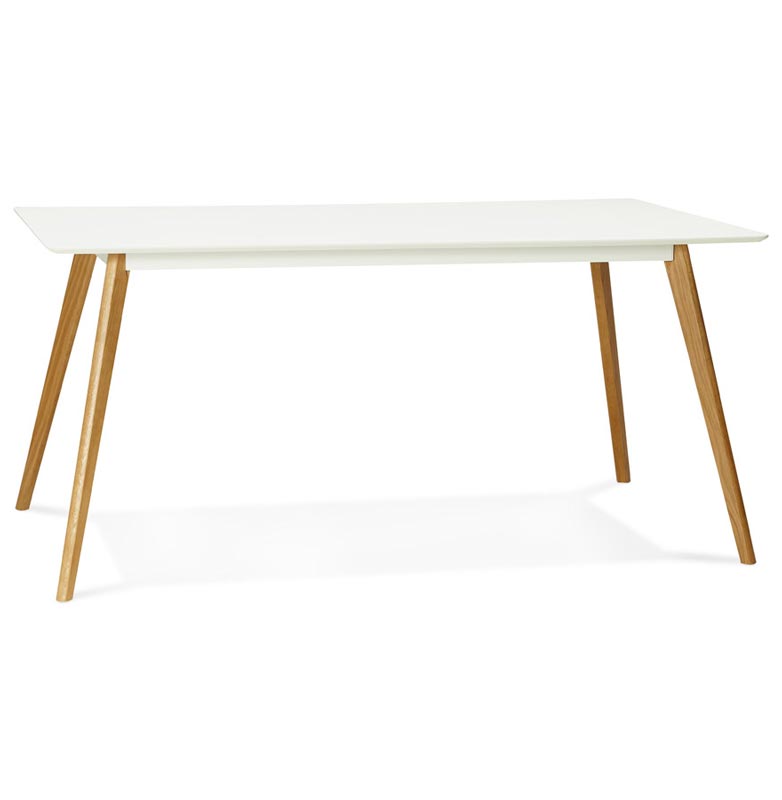 Table / bureau droit scandinave 'Bolnäss' plateau bois blanc 4 pieds bois – 160 x 90 cm