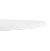 Petite table / table de réunion ronde 'Kara' blanche en bois pied central acier brossé - Ø 90 cm