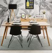 Table / bureau droit scandinave 'Rustik' plateau et 4 pieds en bois – 180 x 90 cm
