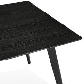 Table / bureau droit scandinave 'Rustik' noire plateau et 4 pieds en bois – 180 x 90 cm