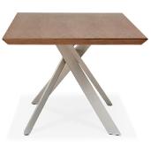 Table de salle à manger design 'Tepee Wood' plateau noyer pieds en acier brossé - 200 x 100 cm