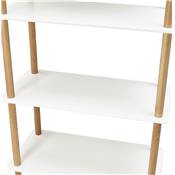 Etagère bibliothèque scandinave 'TOWER' tablettes en bois blanc structure et pieds en bois naturel
