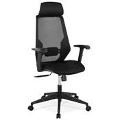 Fauteuil de bureau à roulettes dossier haut 'CAPTAIN' tissu et tissu maillé noir pieds métal noir