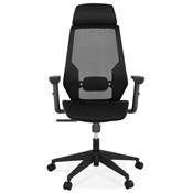 Fauteuil de bureau à roulettes dossier haut 'CAPTAIN' tissu et tissu maillé noir pieds métal noir