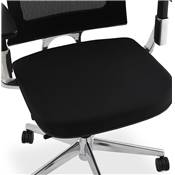 Fauteuil de bureau design à roulettes dossier haut 'FOLLOW' tissu noir et maillé pieds chromés