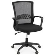 Fauteuil de bureau design à roulettes dossier haut 'PACHA' en tissu et tissu maillé noir pieds noir