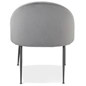 Fauteuil design 'ART' en velours gris clair avec 4 pieds en métal noir