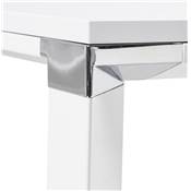 Grand bureau direction d'angle 'BUSINESS L - XL' bois blanc pieds blanc et chromé – 200 x 100 cm