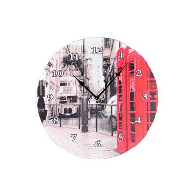 Horloge murale Londres 'London City' bus cabine téléphonique rouge