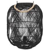 Lampe à poser design 'LANTERNA' en rotin noir tissé