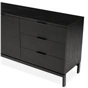 Meuble bahut buffet design 'ALLWOOD' en bois noir avec 2 portes et 3 tiroirs et pieds en métal noir