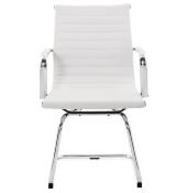 Chaise de Bureau design 'SLAT' blanche avec pieds en métal chromé