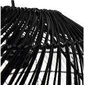Suspension design demi sphère 'JUNGLE' noire abat jour rotin structure métal réglable en hauteur