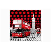 Tableau pop art Londres Big Ben et bus - 50 x 50 cm