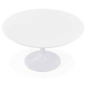 Table basse ronde lounge 'DILA' blanche et pied tulipe central en métal blanc - Ø 90 cm