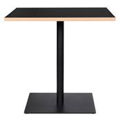 Table carrée 'KRUBBA' en bois noir et pied central en métal noir à base carrée - 80 x 80 cm