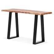 Table console style industriel 'HIGH BARNE' bois massif pieds tréteaux en métal noir - 130 x 45 cm