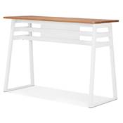 Table de bar Mange-debout design 'BARAS' en bois massif non traité pied en métal blanc - 150 x 60 cm