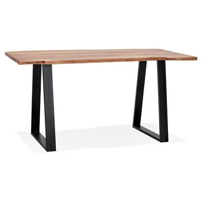 Table bar Mange-debout industriel 'HIGH BARNE XL' bois massif naturel pied métal noir - 200 x 95 cm
