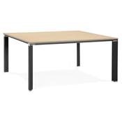 Table de réunion / bureau bench design 'BIG AFER XL' bois pieds métal noir et chromé - 160 x 160 cm
