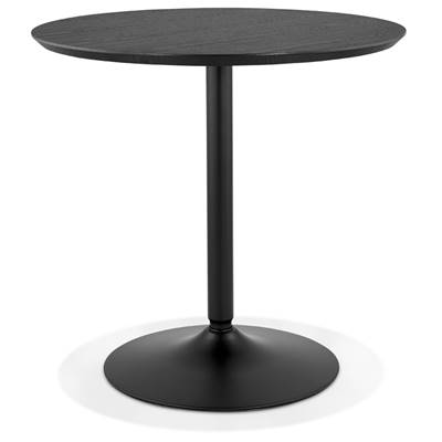 Table de salle à manger ronde industriel 'SPARK' noire en bois pied central rond en métal noir - Ø 80 cm