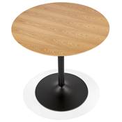 Table de salle à manger ronde industriel 'SPARK' en bois naturel pied central rond en métal noir - Ø 80 cm