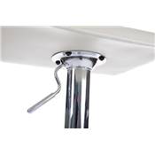 Tabouret de bar réglable design 'Luxe' pivotant crème pied central en métal chromé et dossier haut