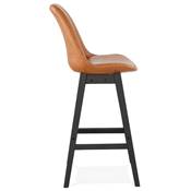 Tabouret de bar design 'CHAIRMAN BLACK EDITION' marron avec 4 pieds en bois noir dossier haut