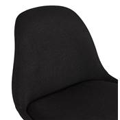 Tabouret de bar 'BLACK CIRCLE' en tissu noir 4 pieds bois noir et repose pieds chromé dossier haut
