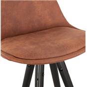 Tabouret de bar 'MODEN' microfibre marron 4 pieds bois noir repose pieds et pieds doré dossier haut