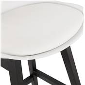 Tabouret de snack mi-hauteur 'CHAIRMAN MINI BLACK EDITION' blanc 4 pieds en bois noir dossier haut