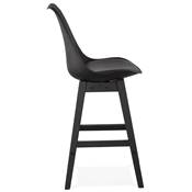 Tabouret de snack mi-hauteur design 'CHAIRMAN MINI BLACK EDITION' 4 pieds en bois noir dossier haut