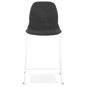 Tabouret de snack mi-hauteur empilable 'VERK MINI' tissu gris 4 pieds métal blanc dossier haut