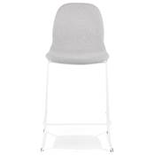 Tabouret de snack mi-hauteur empilable 'VERK MINI' tissu gris 4 pieds métal blanc dossier haut