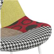 Tabouret de snack mi-hauteur 'KESKI MINI' tissu patchwork mulitcolor 4 piedsmétal blanc dossier haut