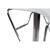 Tabouret de bar design 'Napoli' pivotant blanc avec pied central et repose pieds en acier brossé