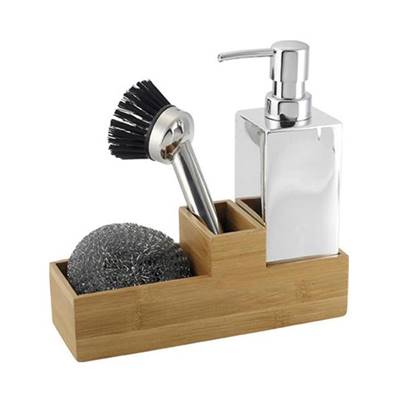 Set cuisine distributeur de savon avec emplacement pour accessoires avec brosse et éponge grattoirs