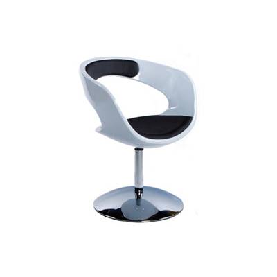 Fauteuil design 'Neptune' pivotant noir et blanc pied central en métal chromé