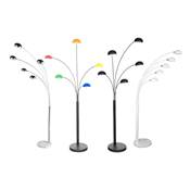 Lampadaire 5 branches 'Arcka' abats-jours multicolors structure en métal noir socle en marbre