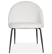 Fauteuil design 'ART' en tissu bouclé blanc avec 4 pieds en métal noir